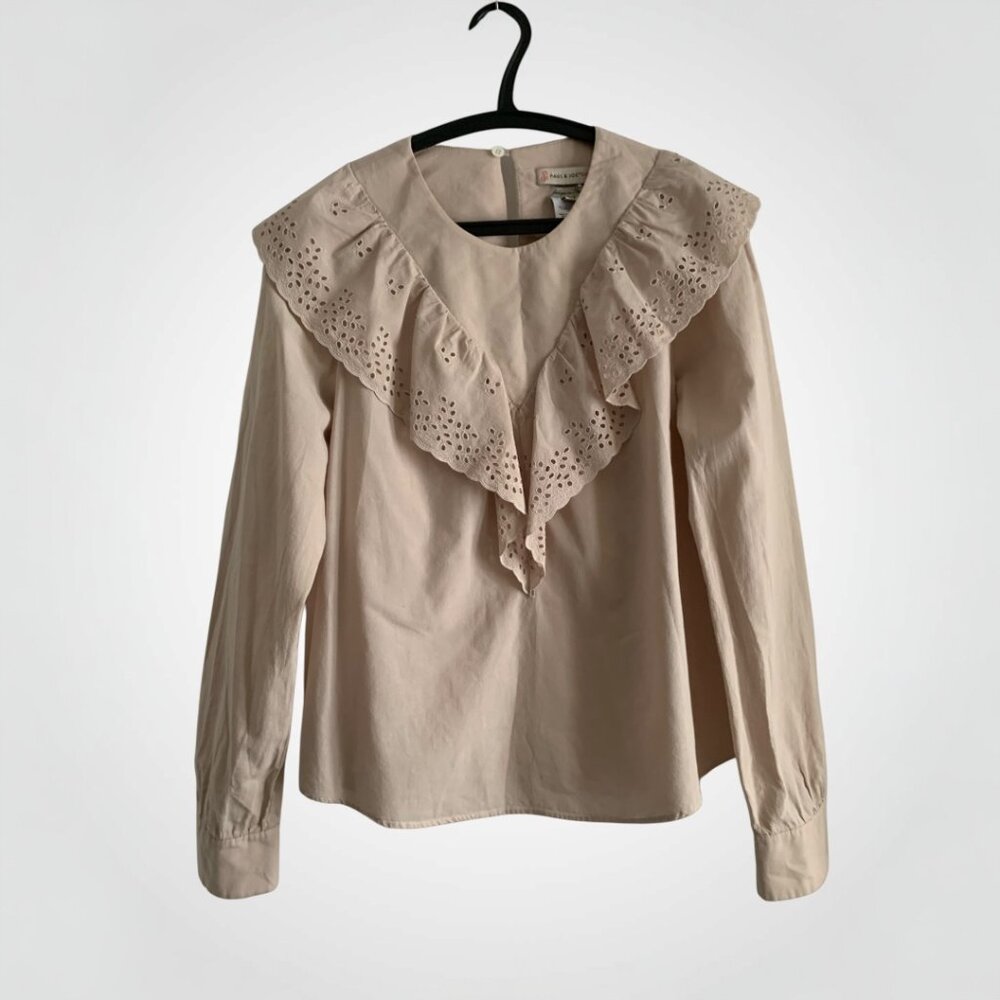 Paul & Joe Sister dusty pink cotton lace detail prairie blouse